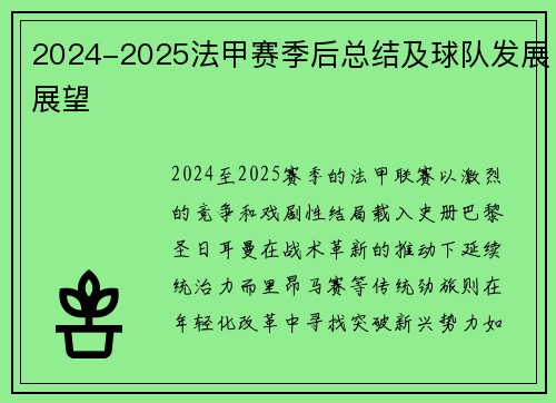 2024-2025法甲赛季后总结及球队发展展望